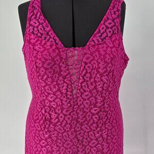 616-32 Lane Byrant Hot pink Fushcia Leopard print dress Size 14/16